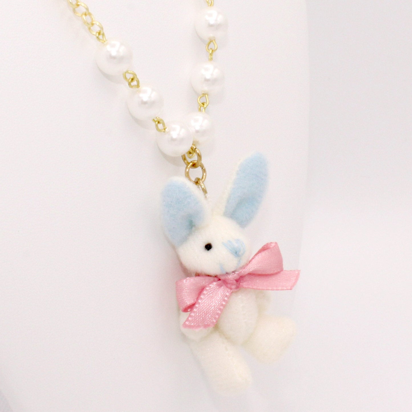 Pastel Bunny Necklace - Pink or White Plush Bunny - Fatally Feminine Designs