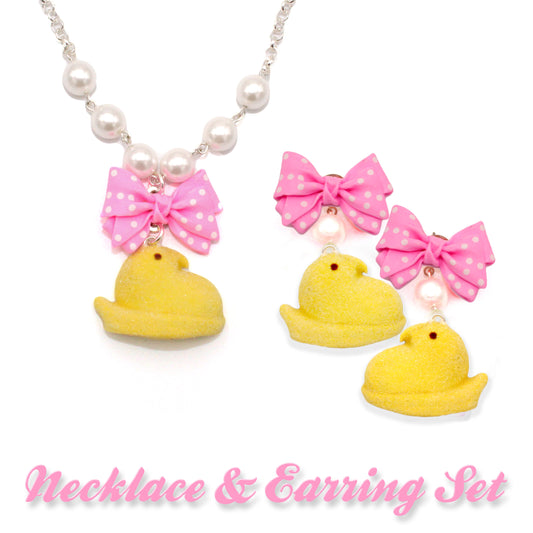 Marshmallow Chick Necklace & Earring Set - More colors - Fatally Feminine Designs
