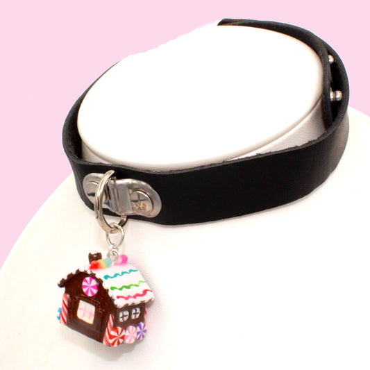 Mini Gingerbread House Choker- Vegan Leather - Limited Edition Holiday Collection
