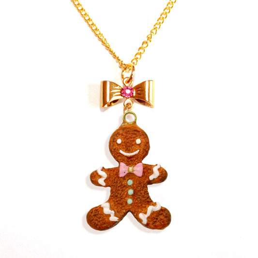 Gingerbread Man Cookie Necklace - Silver or Gold - Limited Edition Holiday Collection