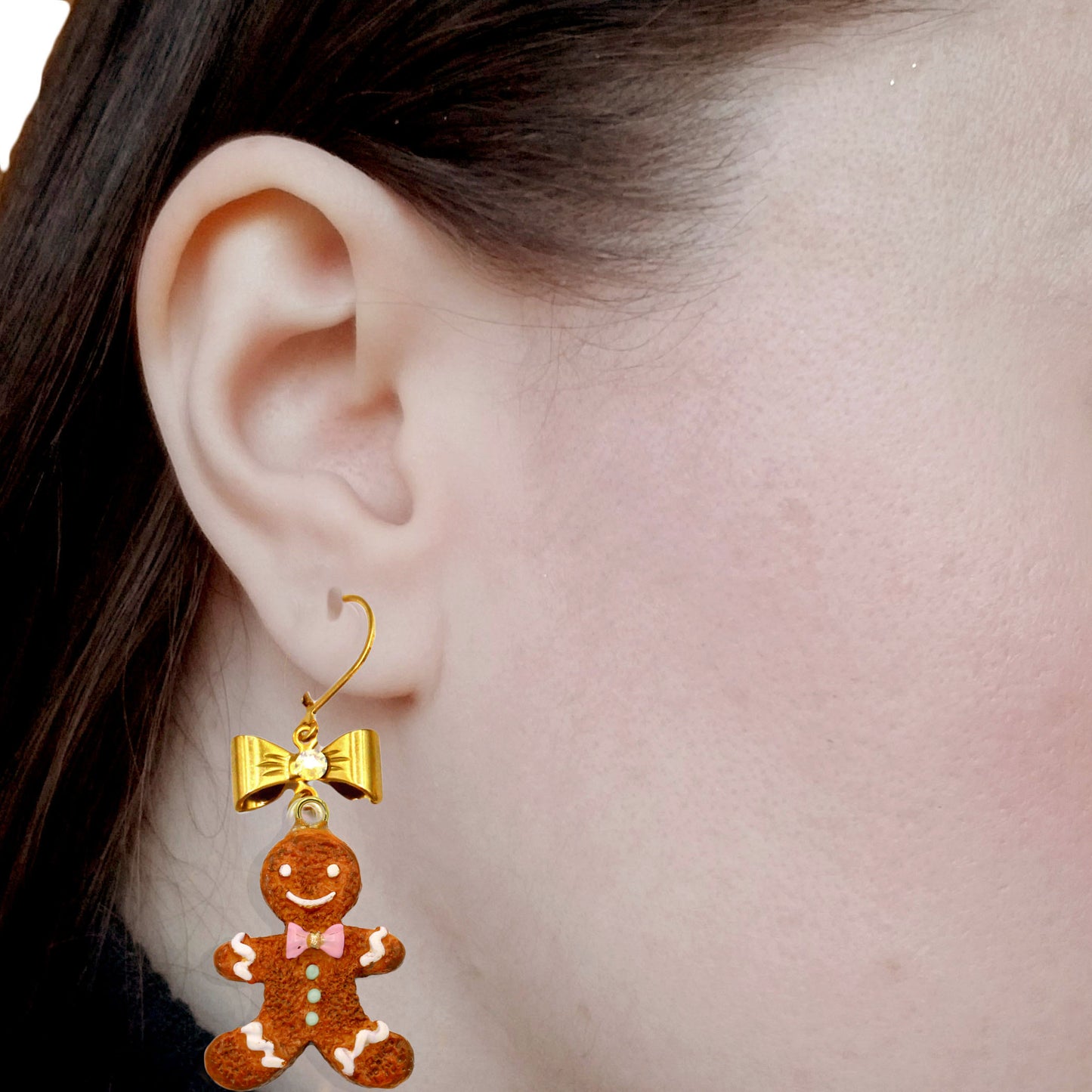Gingerbread Man Cookie Earrings - Silver or Gold - Limited Edition Holiday Collection