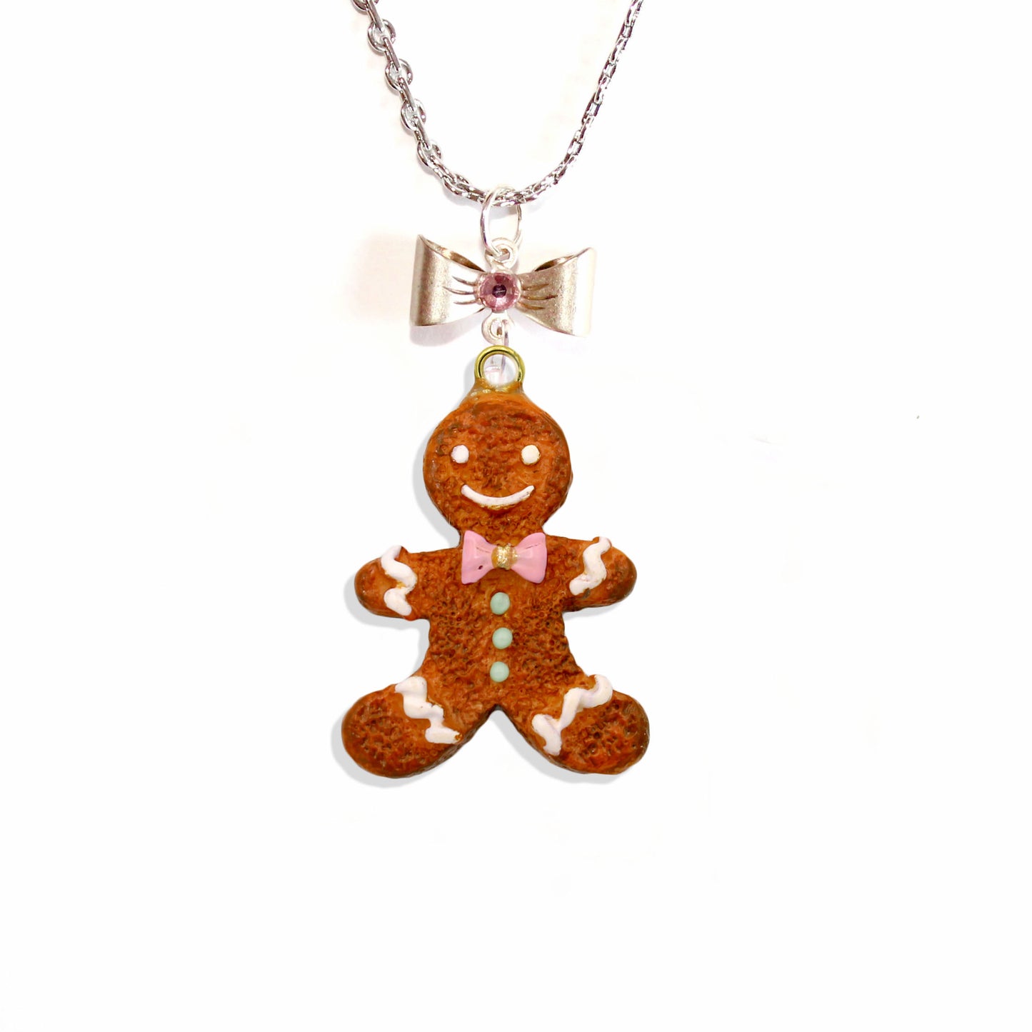 Gingerbread Man Cookie Necklace - Silver or Gold - Limited Edition Holiday Collection