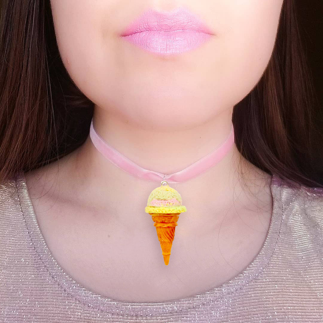 Pastel Rainbow Ice Cream Choker - Velvet - Adjustable - Fatally Feminine Designs