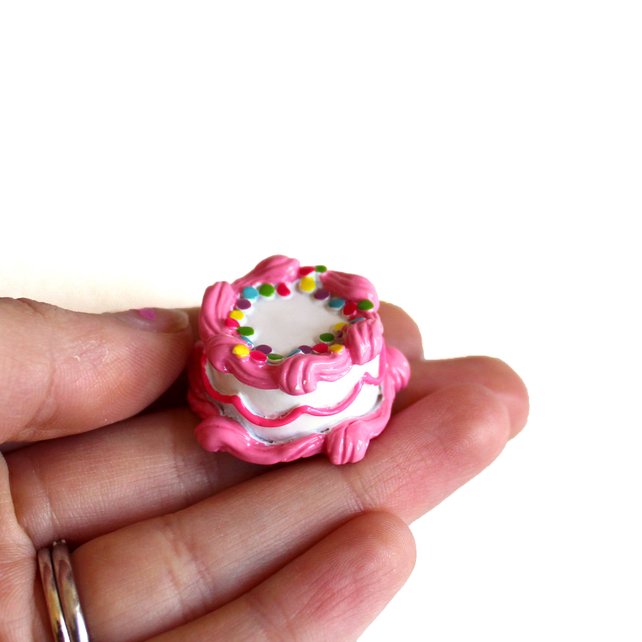 Pink Birthday Cake Pin Brooch
