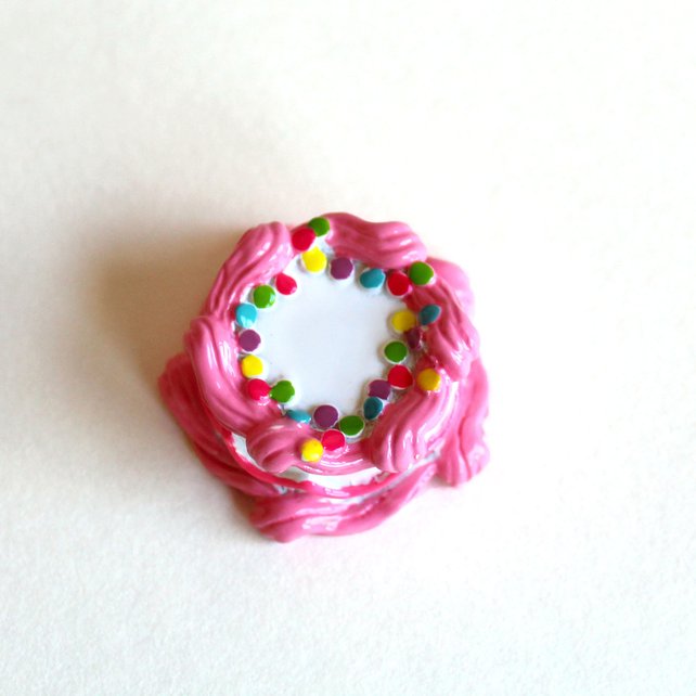 Pink Birthday Cake Pin Brooch