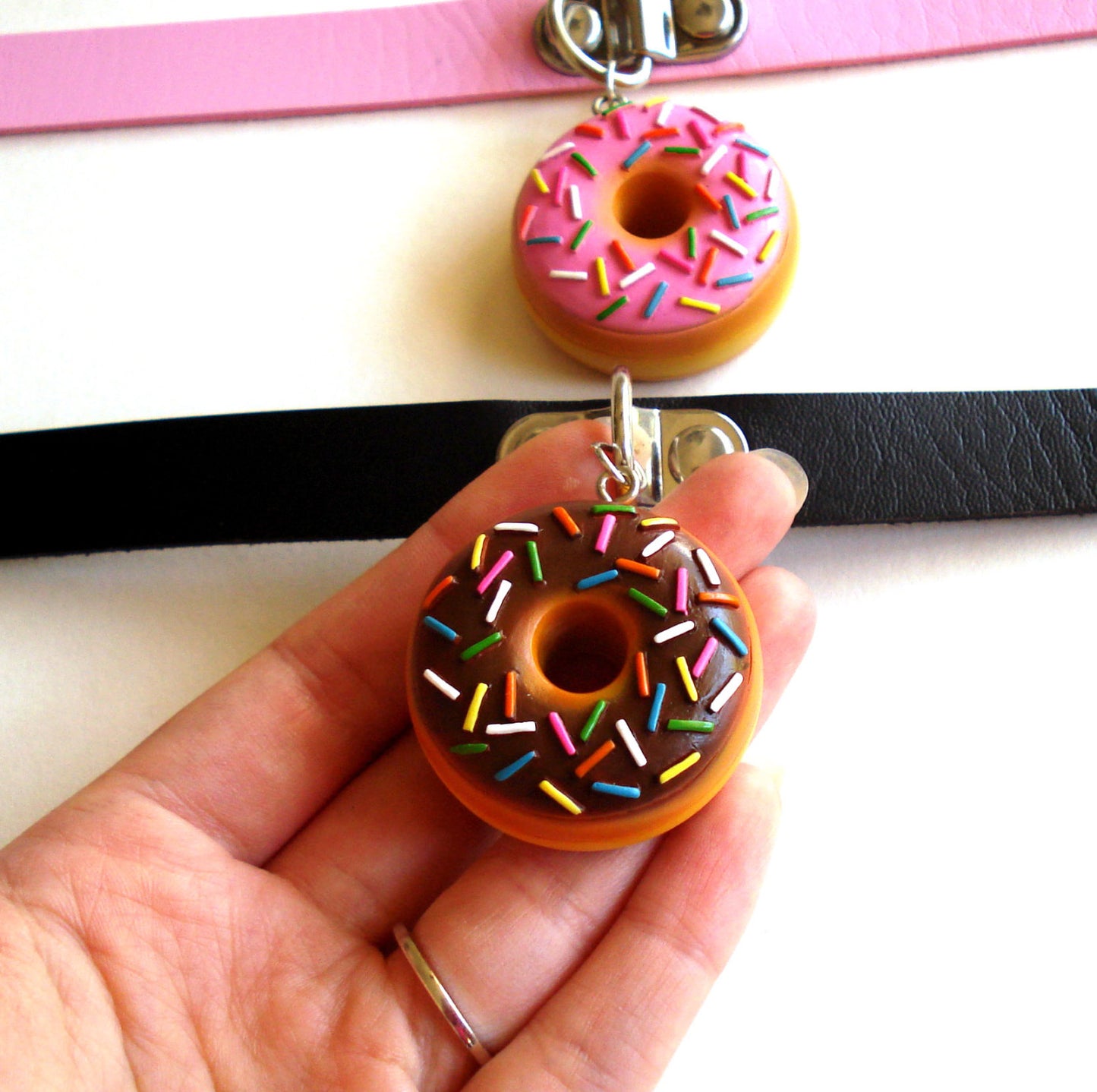 Pink or Chocolate Donut Choker Necklace