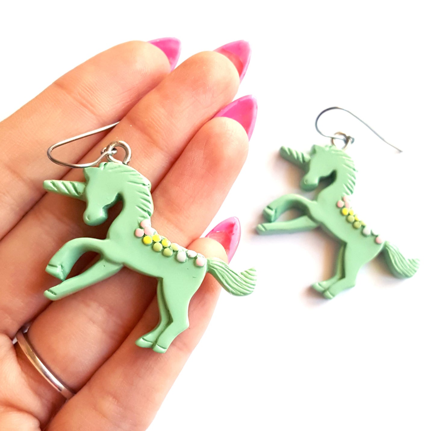 Mint Aqua Pastel Unicorn Earrings