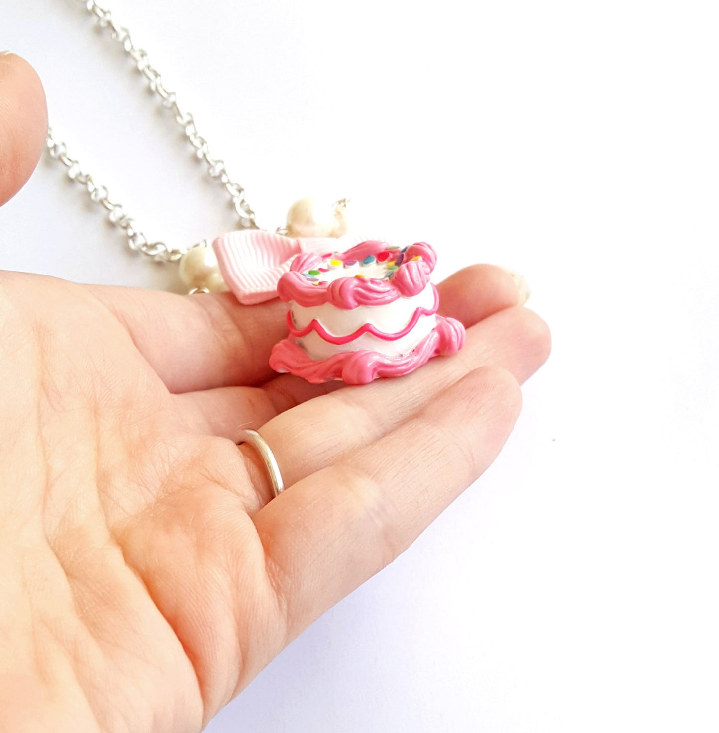 Classic Pink Birthday Cake Necklace