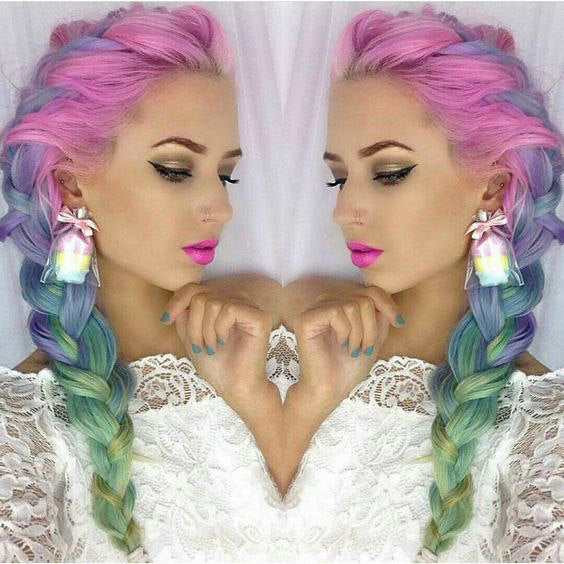 Pastel Rainbow Cotton Candy Bag Statement Earrings Hypoallergenic Stainless Steel by Fatally Feminine