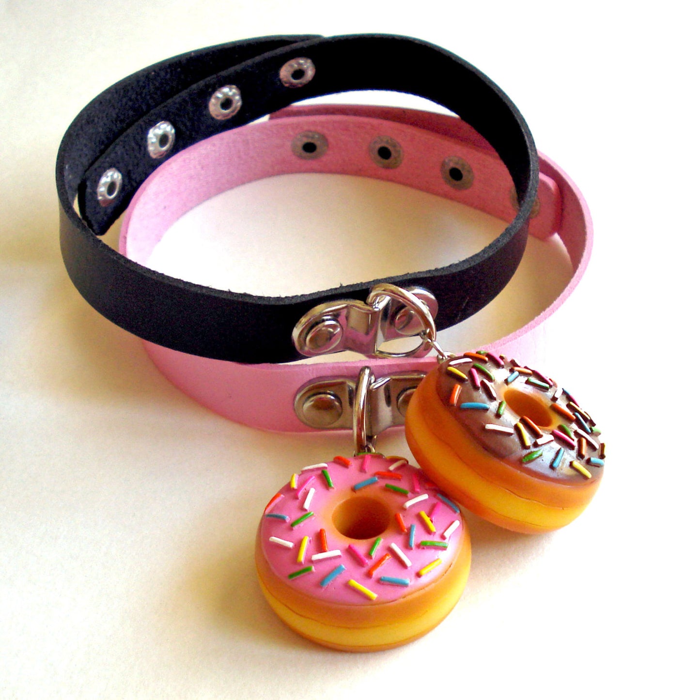 Pink or Chocolate Donut Choker Necklace