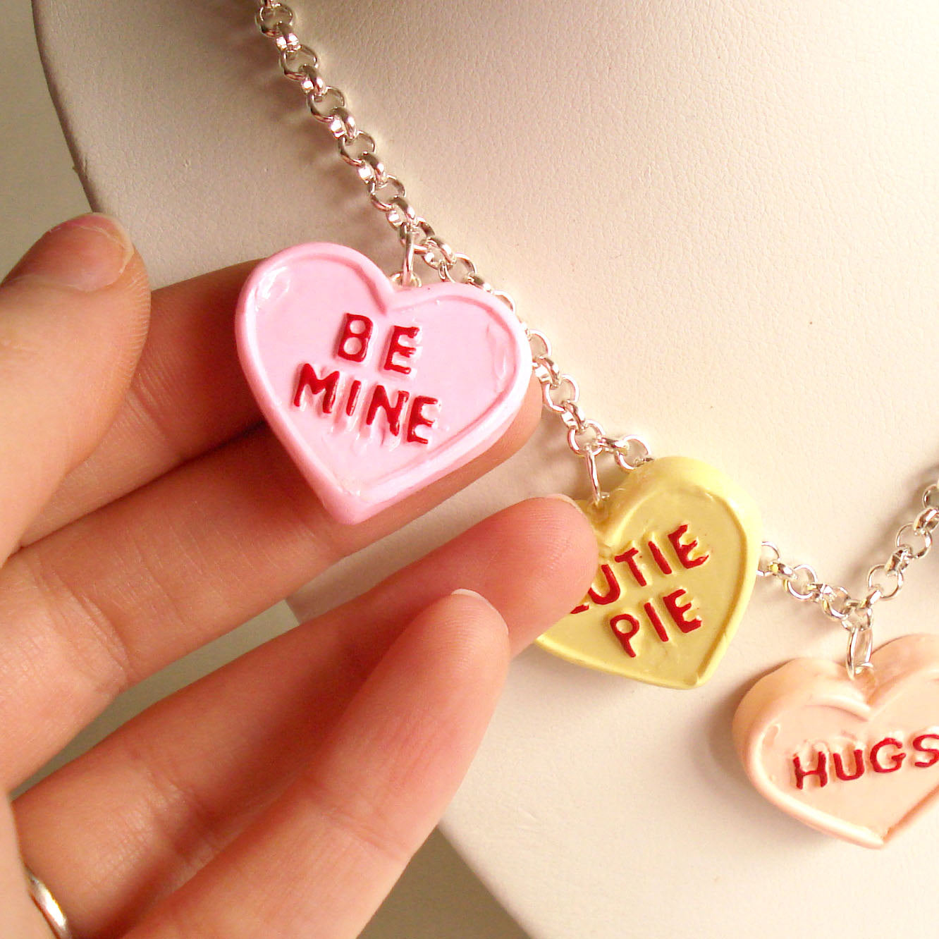 Conversation Heart Charm Necklace Valentines Day