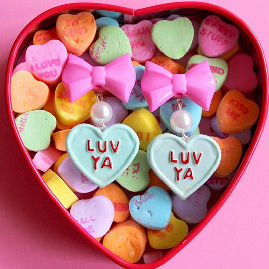 Bow and Pearl Conversation Heart Earrings
