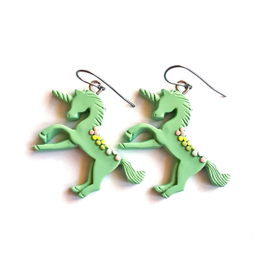 Mint Aqua Pastel Unicorn Earrings
