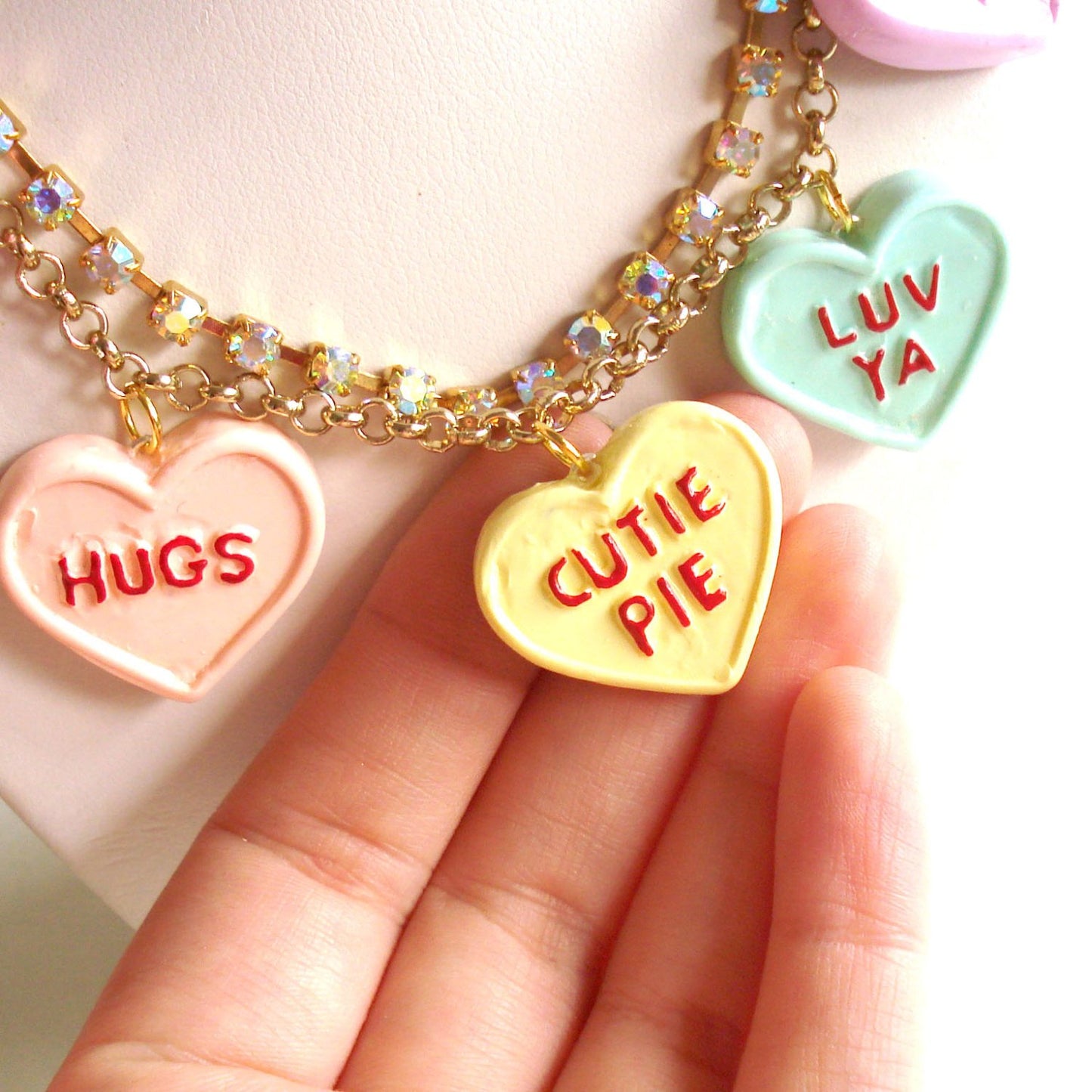 Conversation Heart Statement Necklace Valentines Day