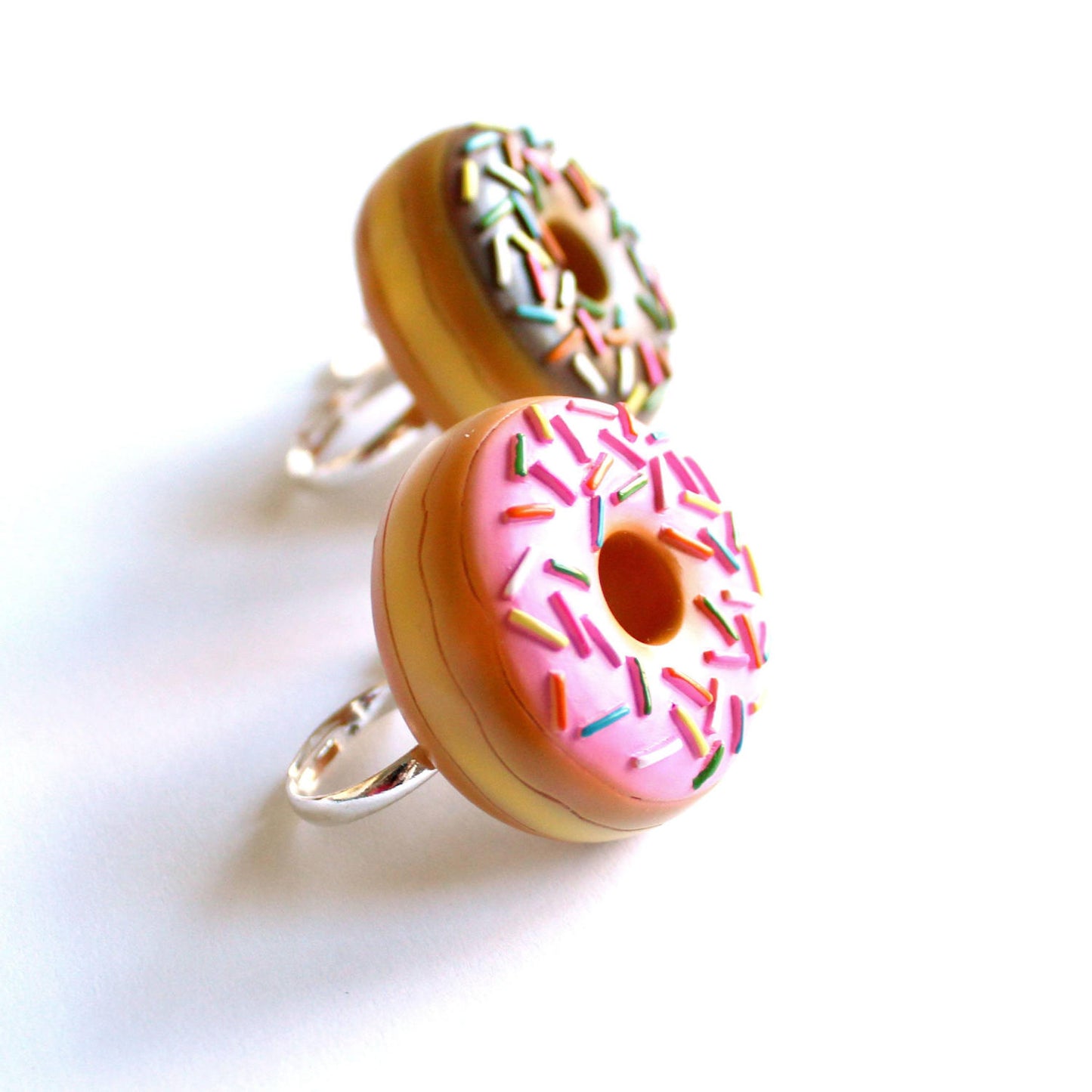 Large Two-finger Donut Ring, Pink or Chocolate