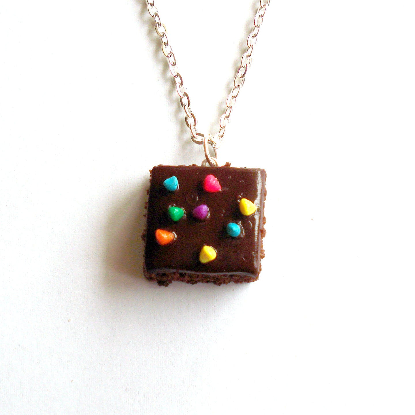 Rainbow Sprinkle Brownie Charm Necklace