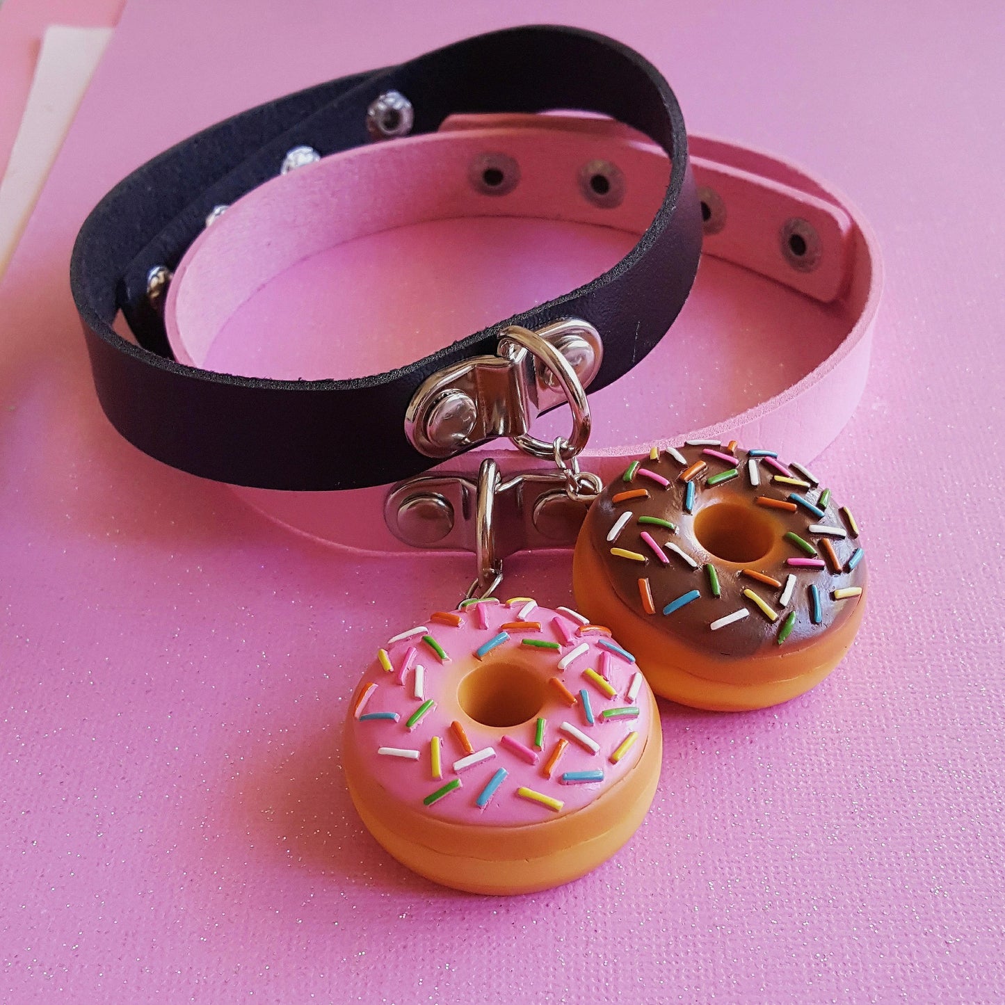 Pink or Chocolate Donut Choker Necklace