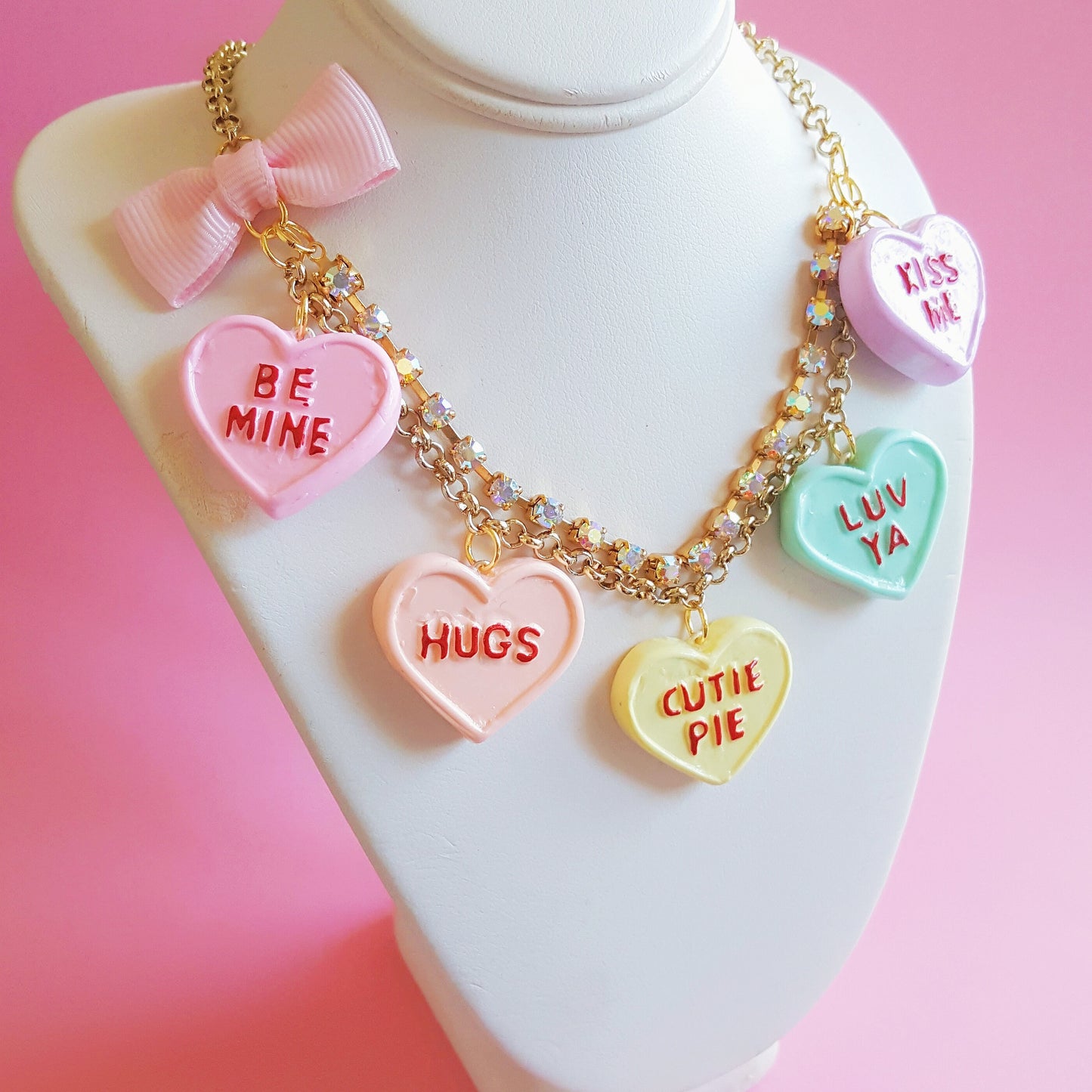 Conversation Heart Statement Necklace Valentines Day