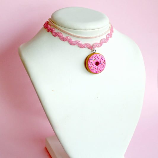 Pink Donut Layered Choker Necklace