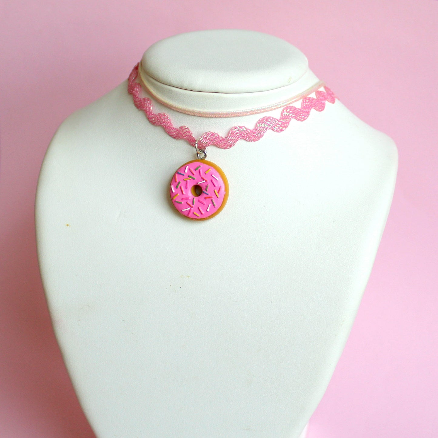 Pink Donut Layered Choker Necklace