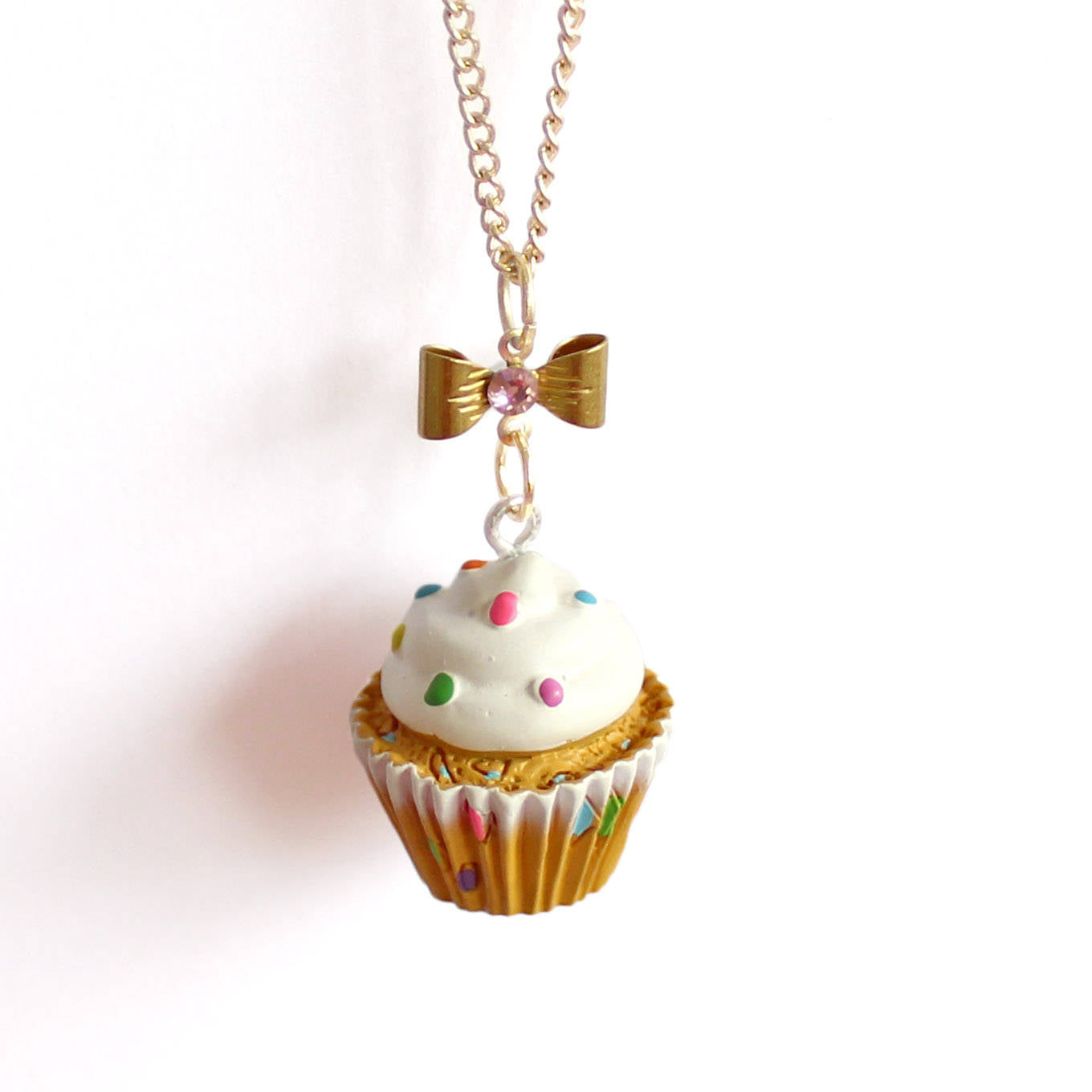 Rainbow Confetti Cupcake Necklace
