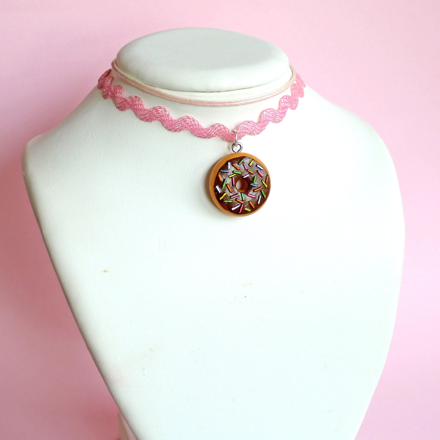 Pink Donut Layered Choker Necklace