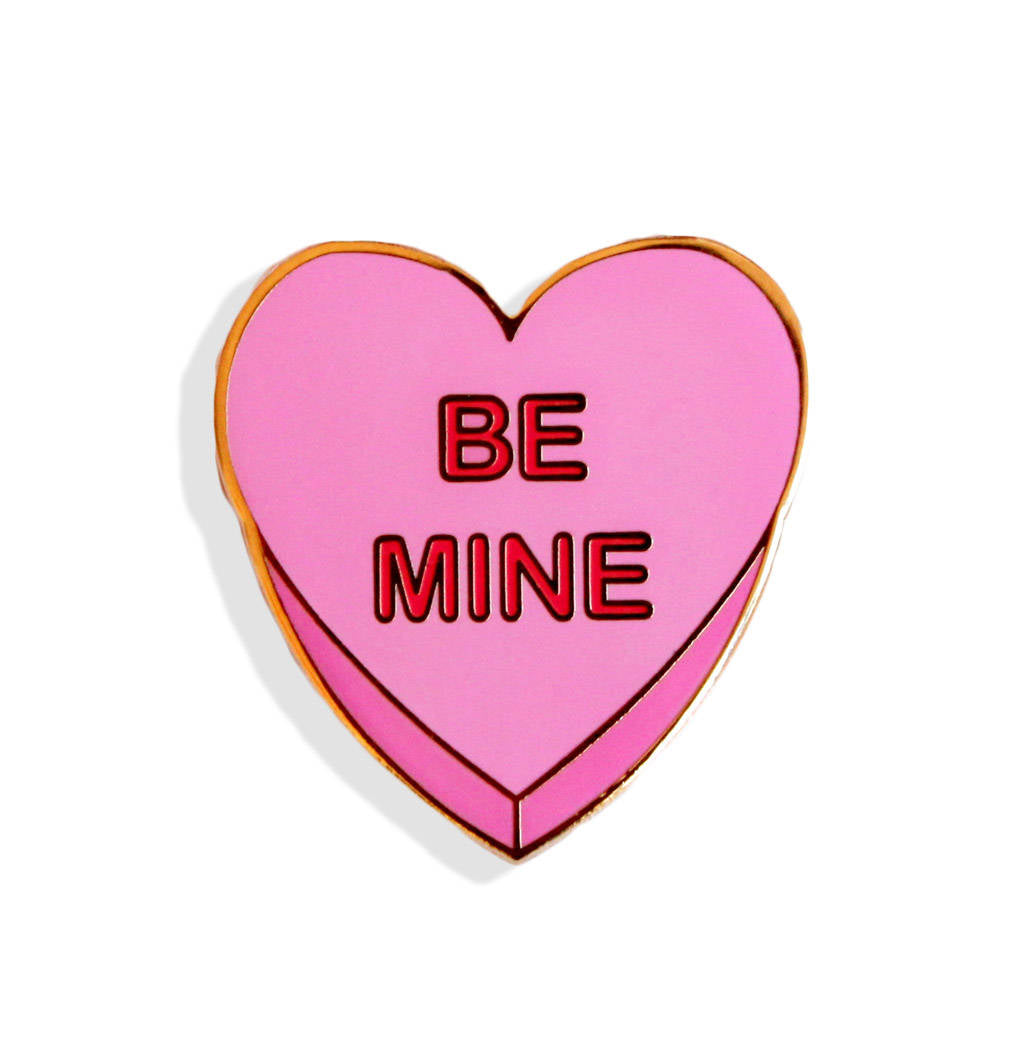 Be Mine Candy Heart Pink Enamel Pin