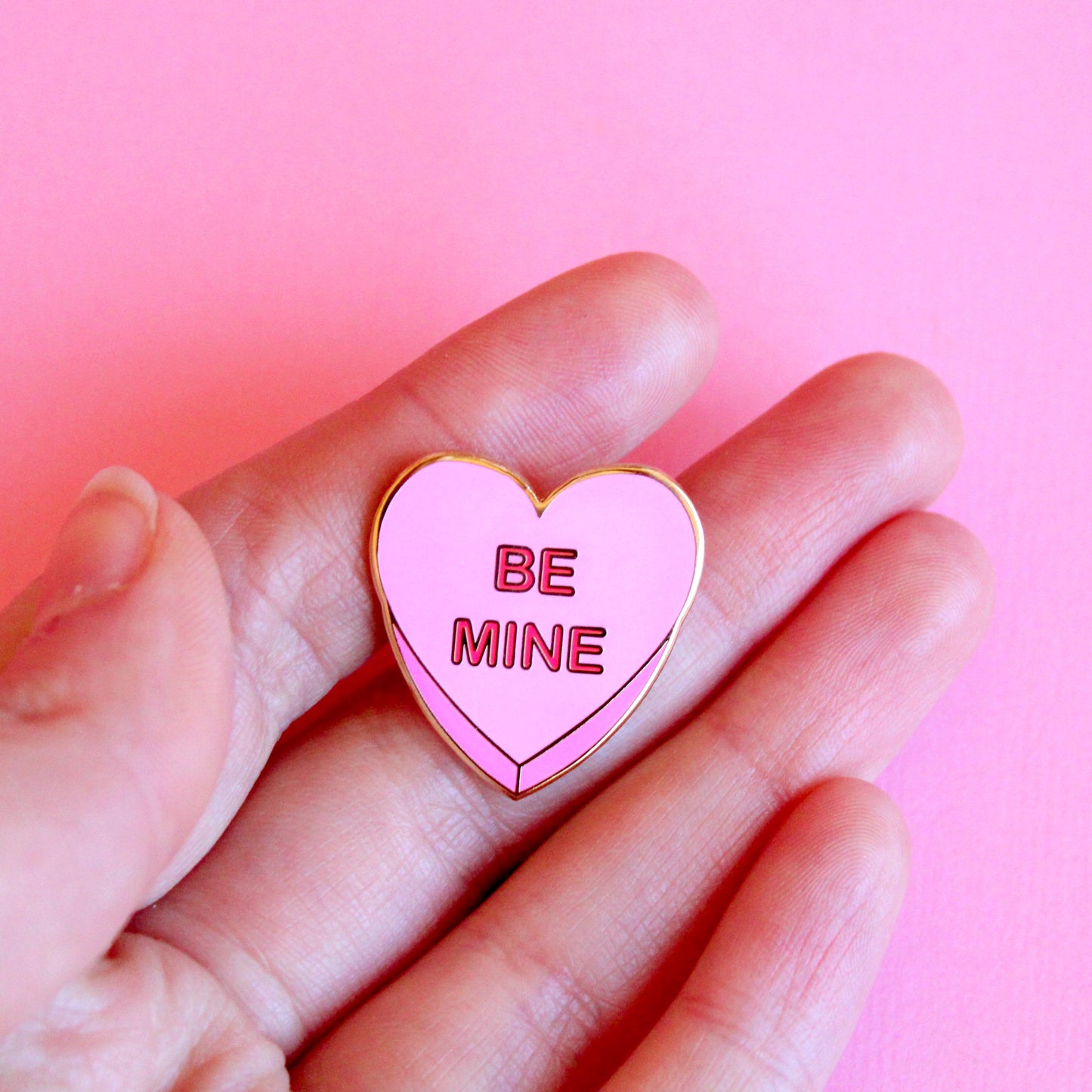Be Mine Candy Heart Pink Enamel Pin