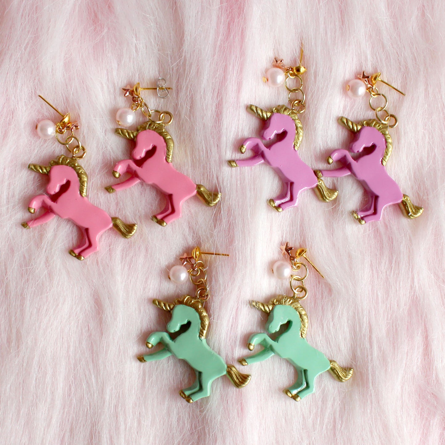 Pastel Golden Unicorn Earrings
