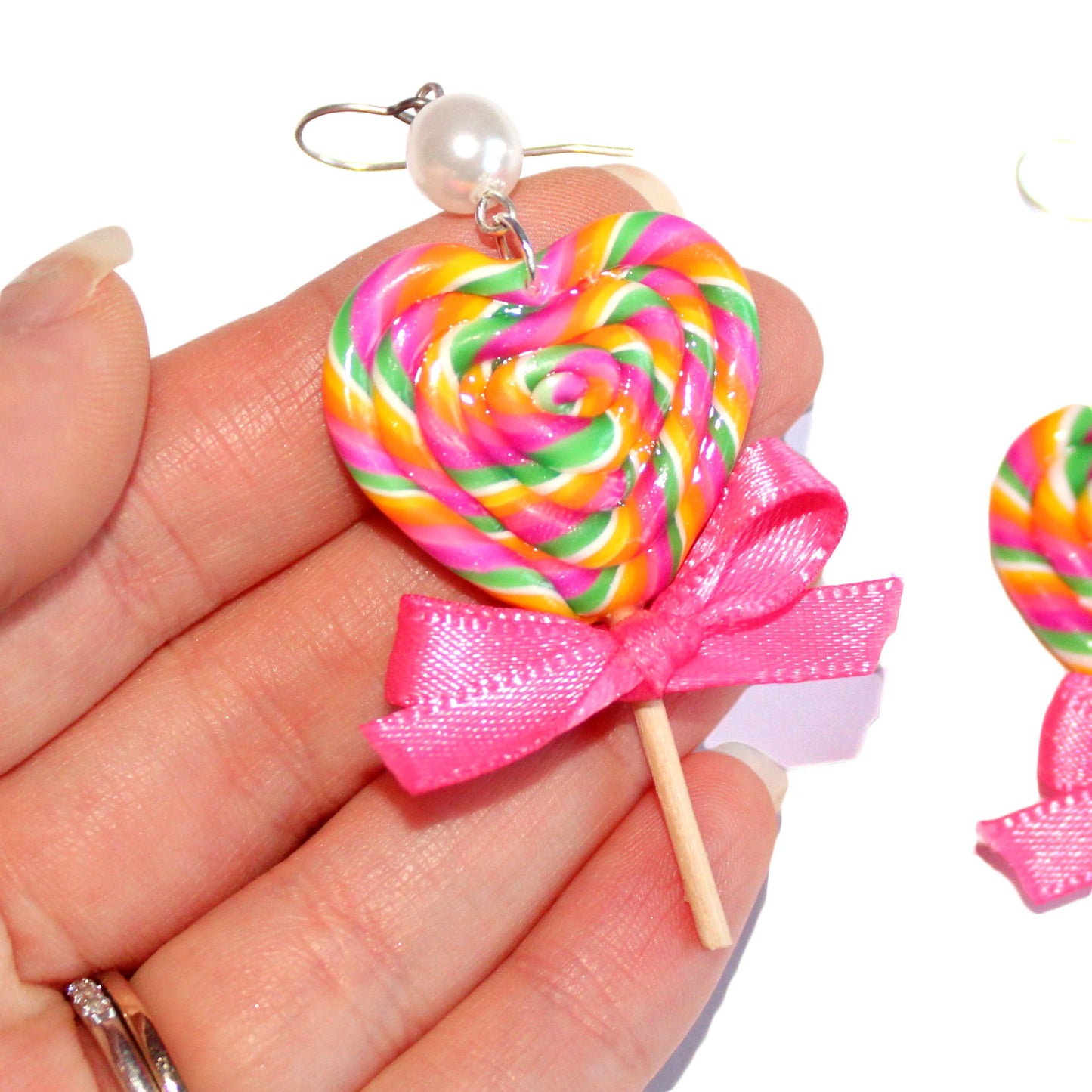 Pink Rainbow Heart Lollipop Necklace - Fatally Feminine Designs