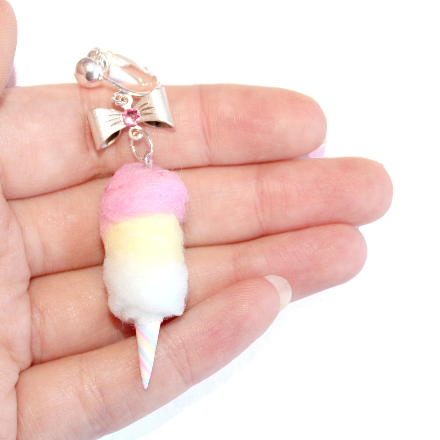 Clip-on Rainbow Cotton Candy Earrings - Fatally Feminine Designs
