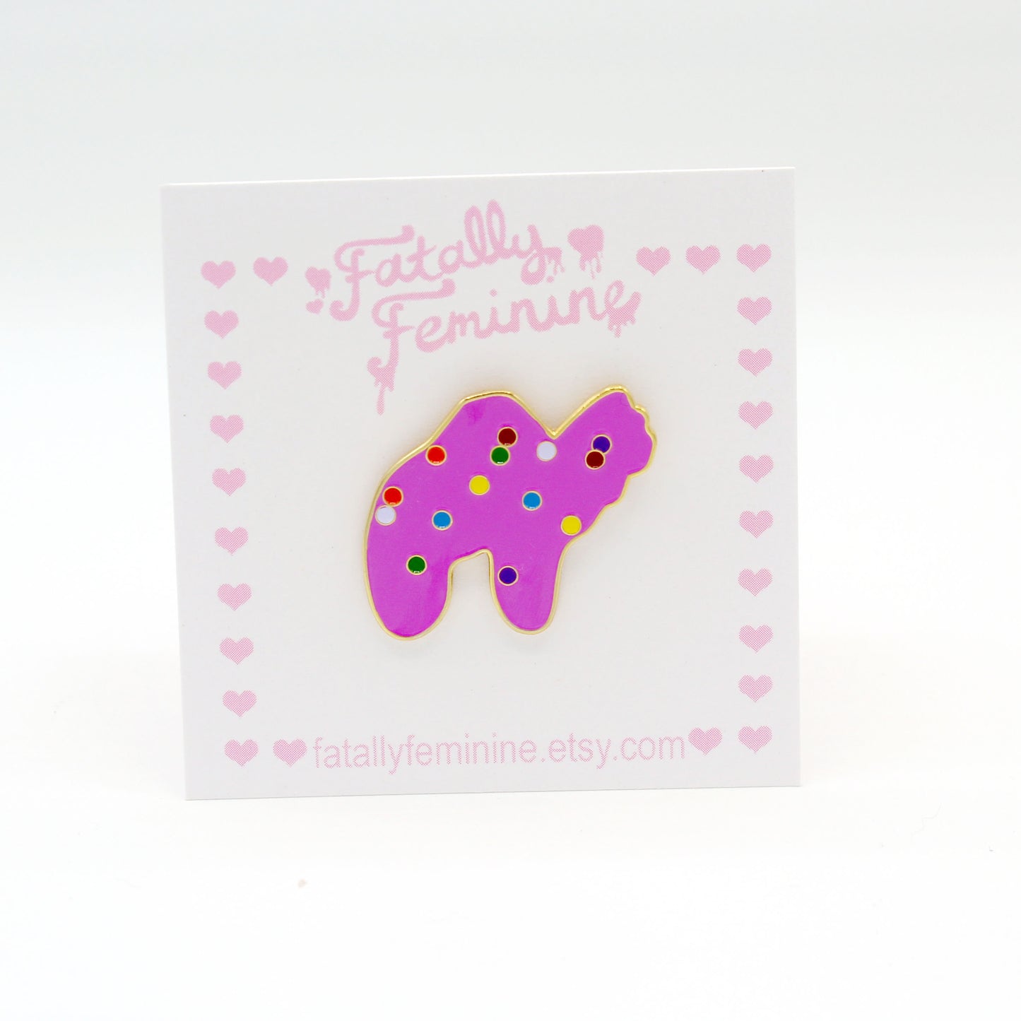 Pink Animal Cookie Enamel Pin - Fatally Feminine Designs