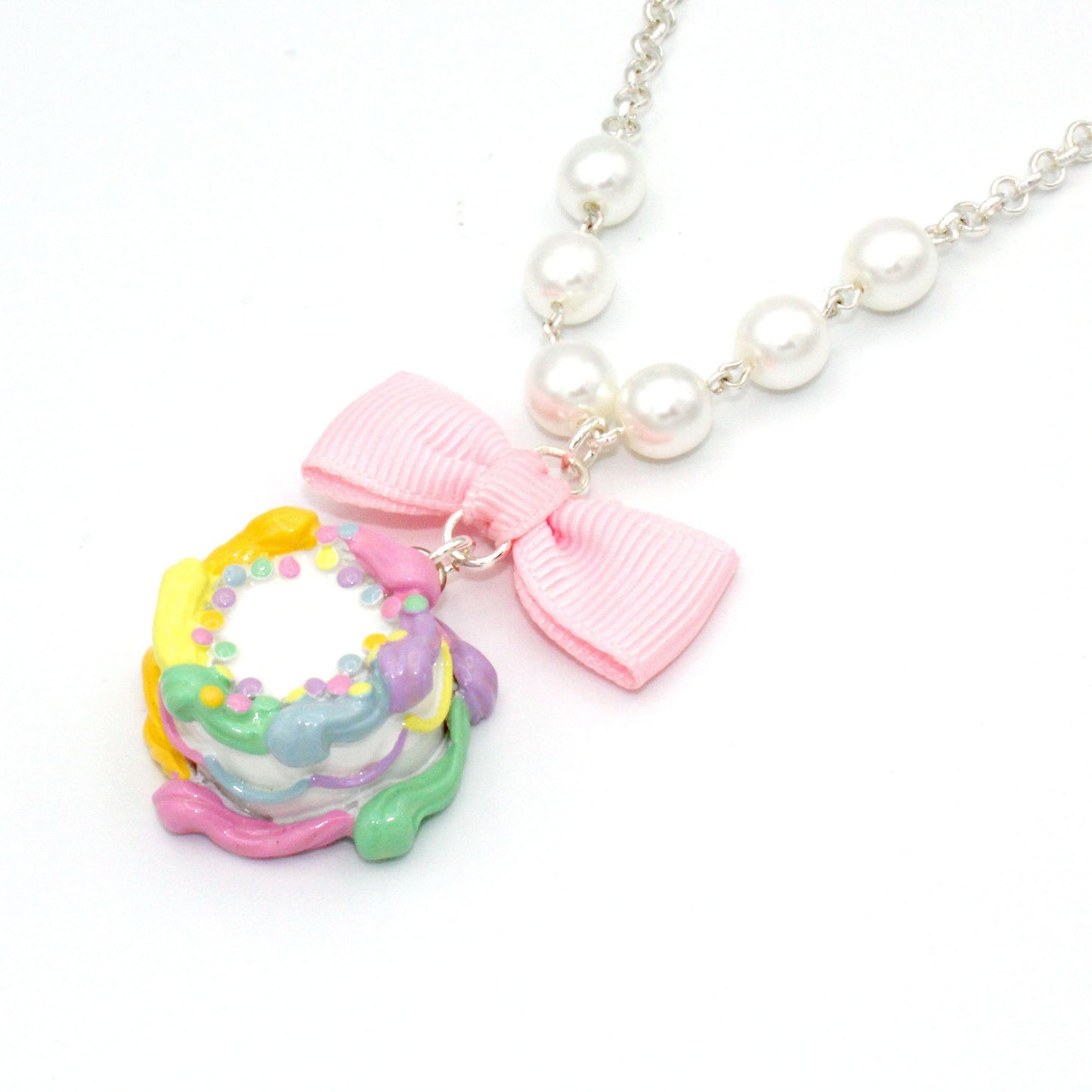 Pastel Rainbow Birthday Cake Necklace