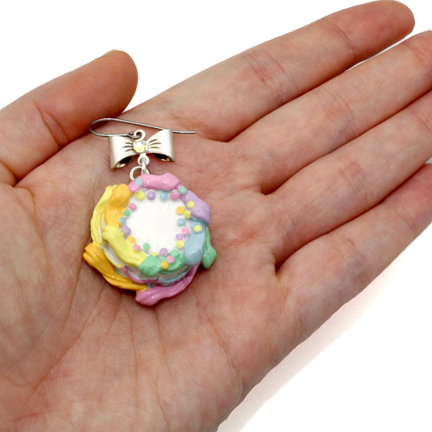 Pastel Rainbow Birthday Cake Earrings - Gold or Silver