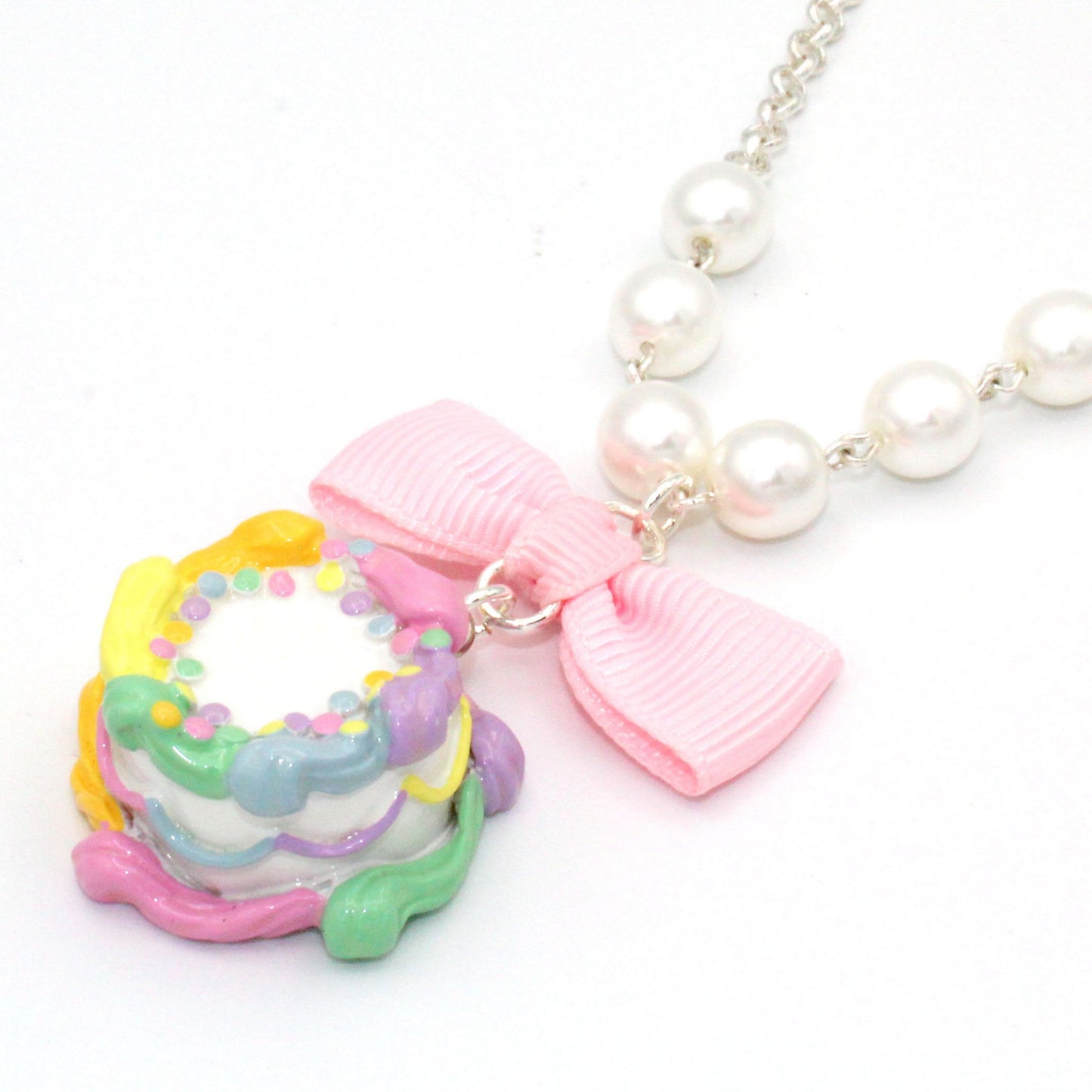 Pastel Rainbow Birthday Cake Necklace