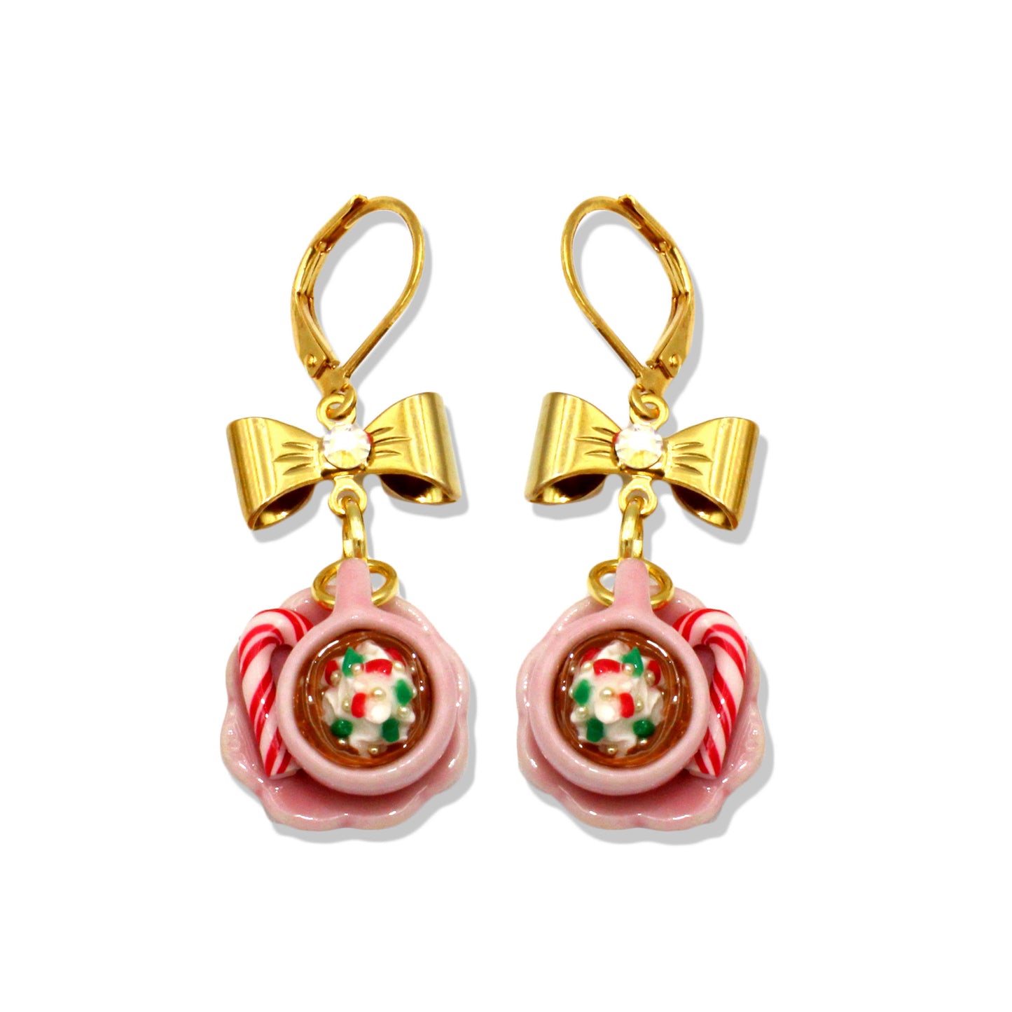 Hot Cocoa Earrings, Christmas Charm Earrings, Miniature Food Holiday Charms, Hot Chocolate, Kawaii Jewelry, Gift Idea for Daughter