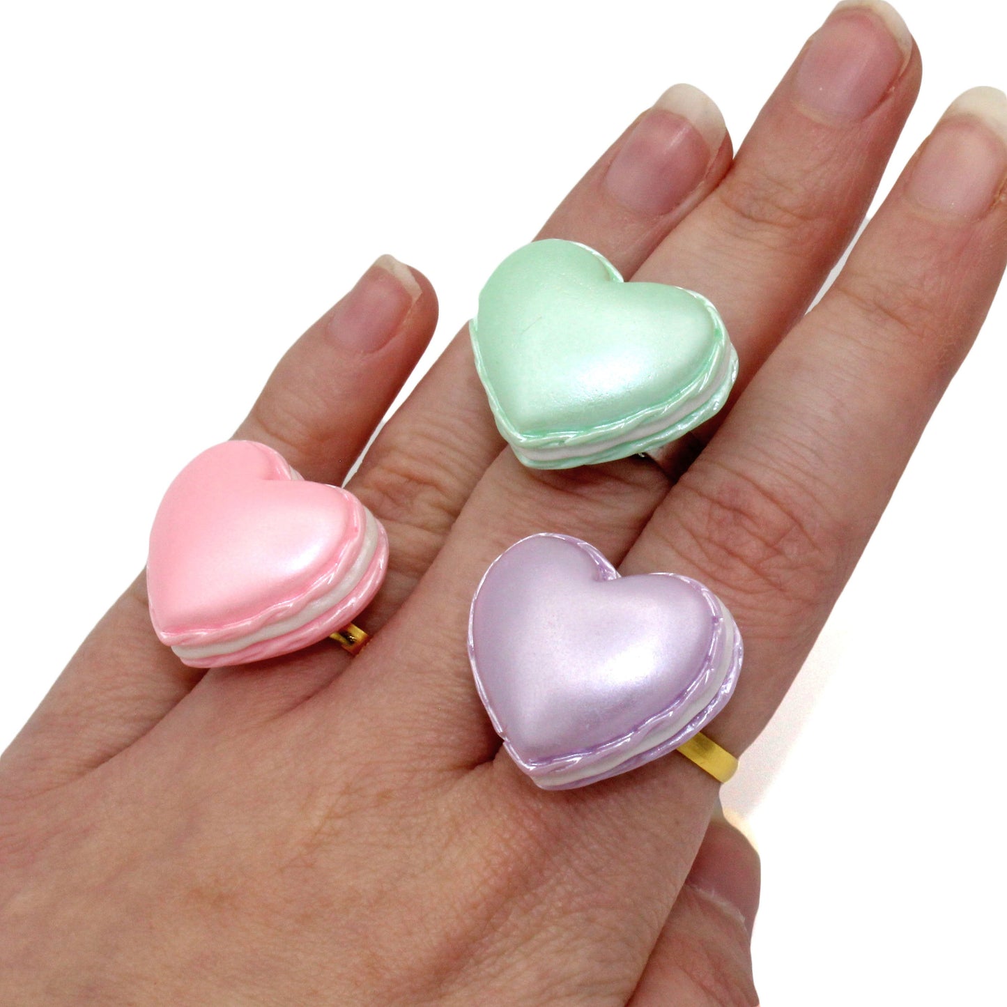 Pastel Heart Macaron Ring - Adjustable - Valentine's Day