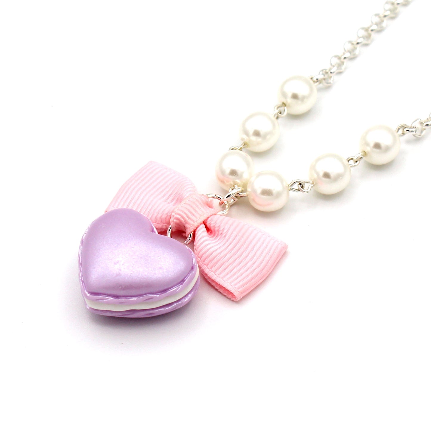 Macaron Heart Necklace - Pink, Purple or Mint Green - Valentines Day Necklace