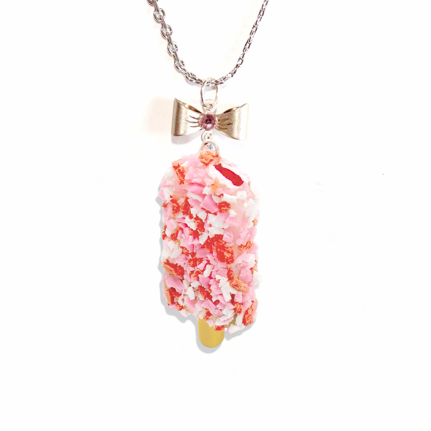 Strawberry Shortcake Ice Cream Bar Necklace - Stainless Steel or Gold