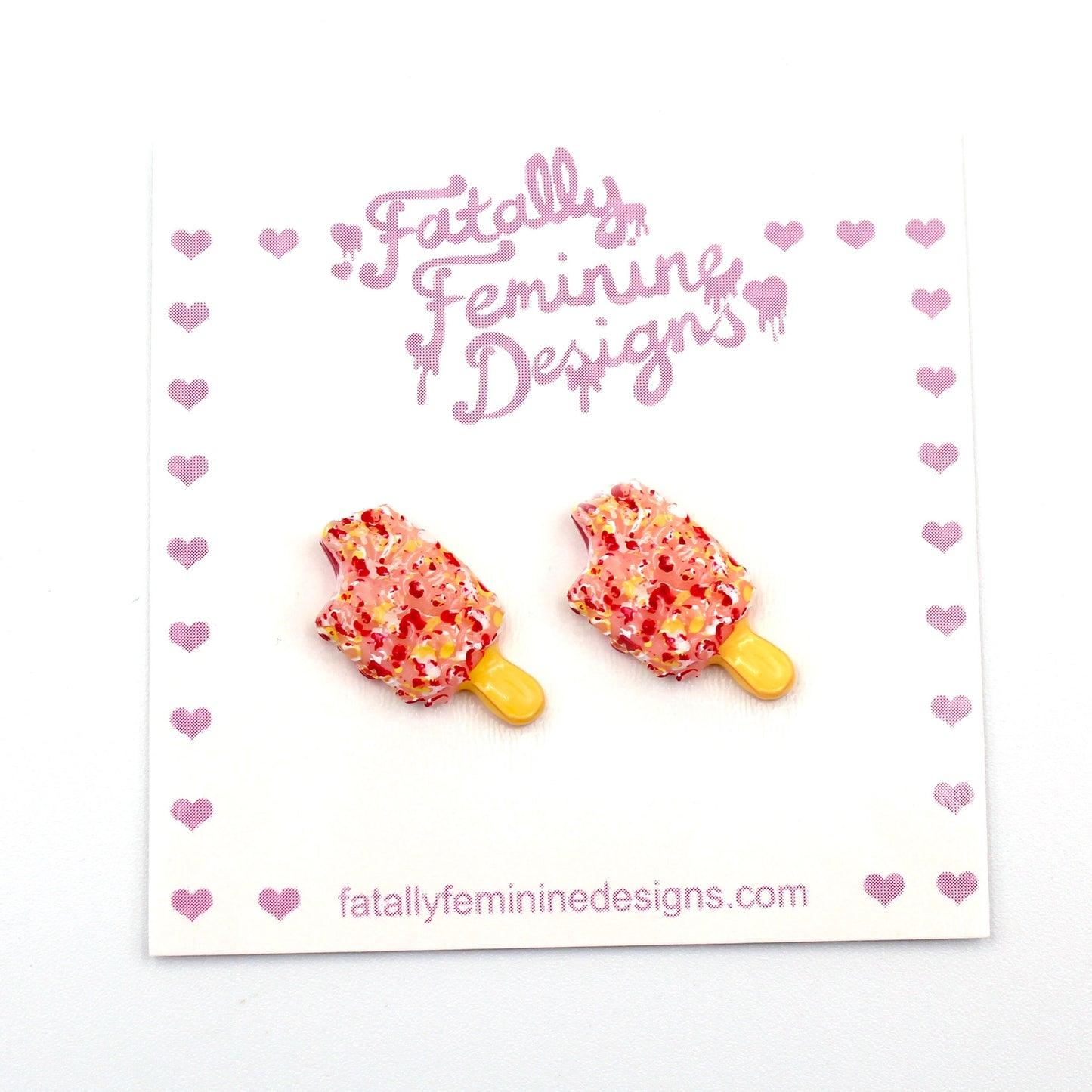 Strawberry Shortcake Ice Cream Post Earrings - Hypoallergenic Steel Studs