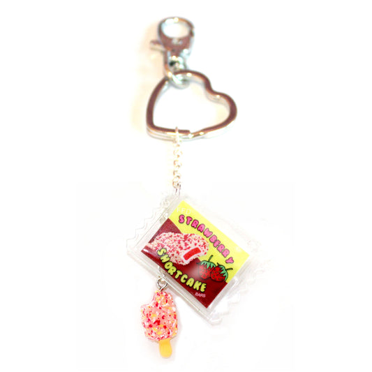 Strawberry Shortcake Ice Cream Heart Keychain or Bag Charm