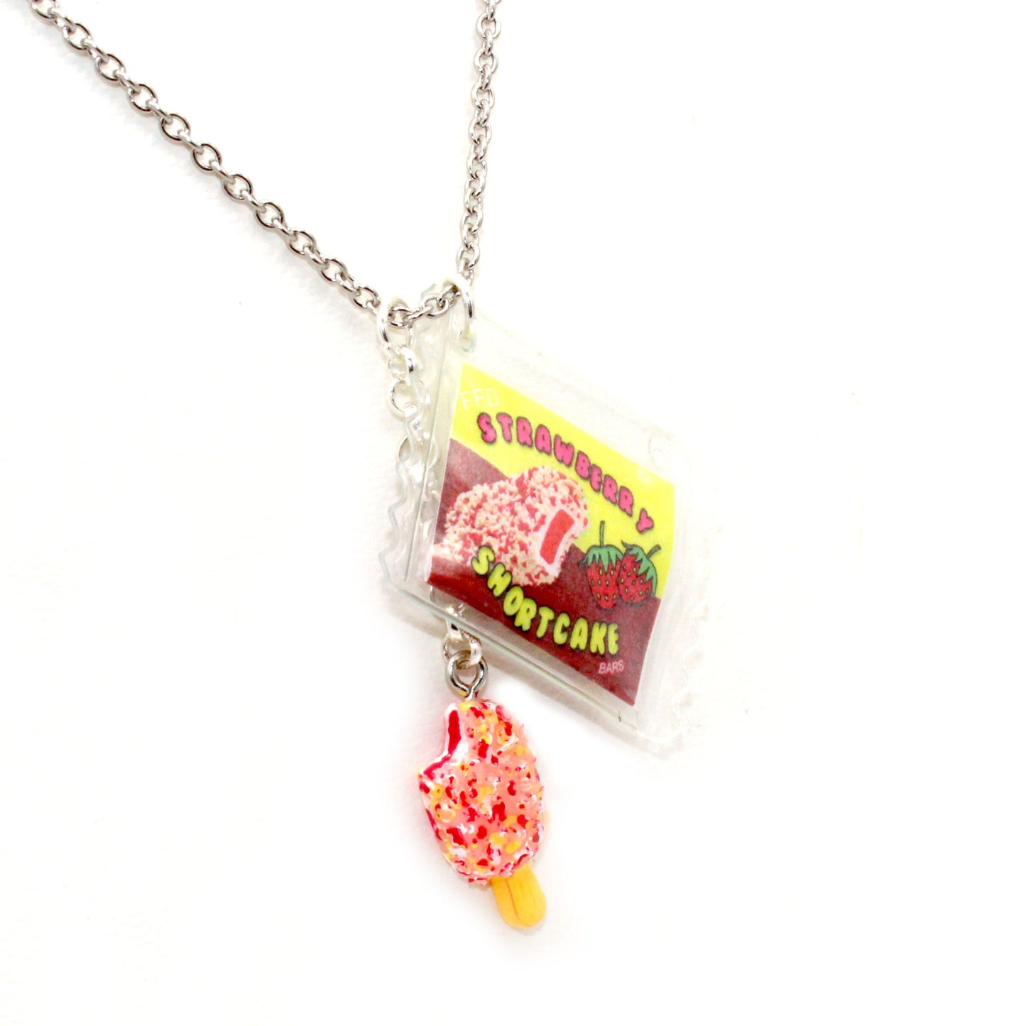 Deluxe Strawberry Shortcake Ice Cream Package Necklace - Stainless Steel or Gold