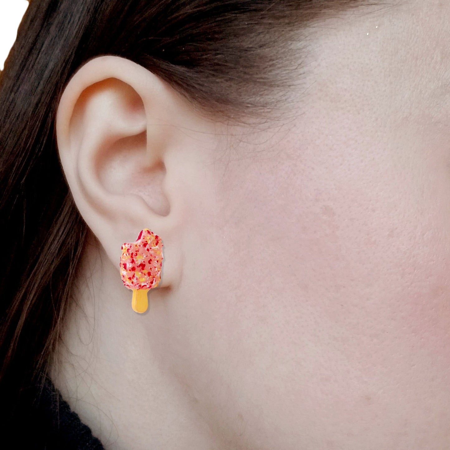 Strawberry Shortcake Ice Cream Post Earrings - Hypoallergenic Steel Studs