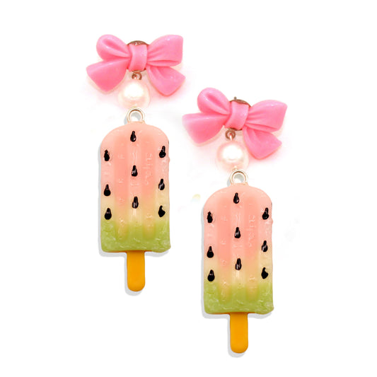 Pink Watermelon Popsicle Earrings - Hypoallergenic Steel - Fatally Feminine Designs