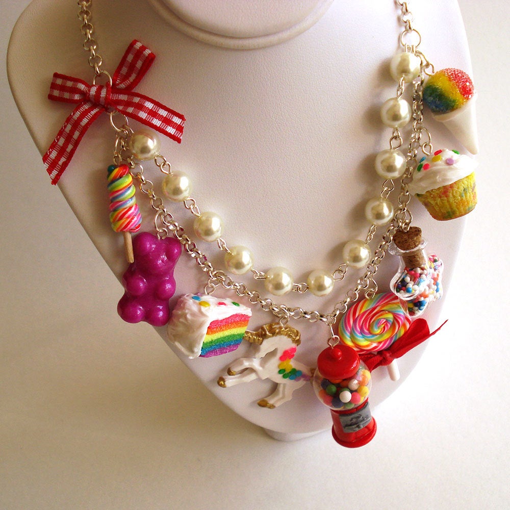 Kawaii Rainbow Candy Shop Statement Necklace