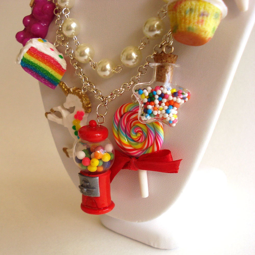 Kawaii Rainbow Candy Shop Statement Necklace