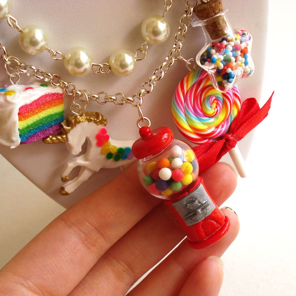 Kawaii Rainbow Candy Shop Statement Necklace