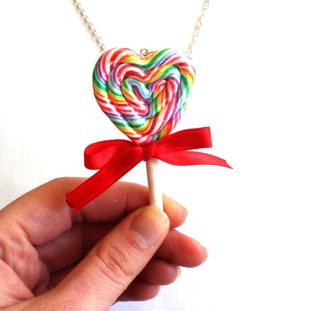 Giant Rainbow Lollipop Necklace - Fatally Feminine Designs