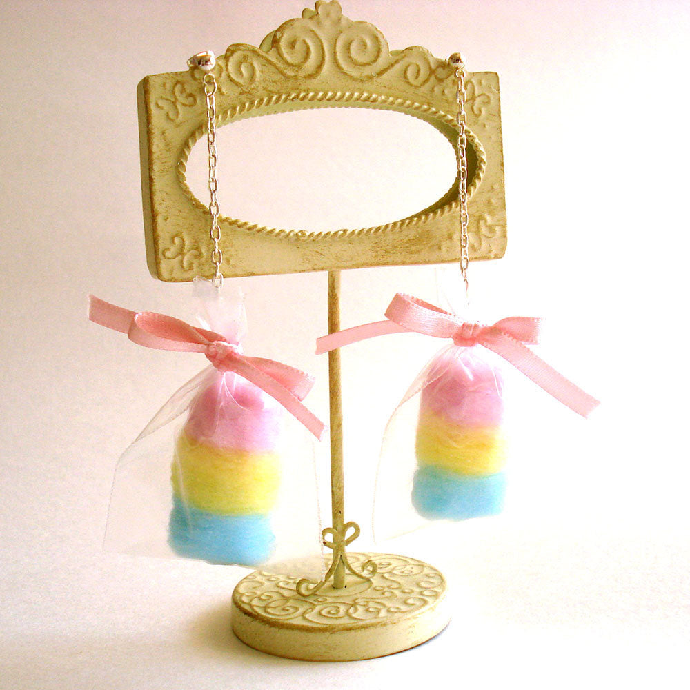 Pastel Rainbow Cotton Candy Bag Statement Earrings Hypoallergenic Stainless Steel by Fatally Feminine