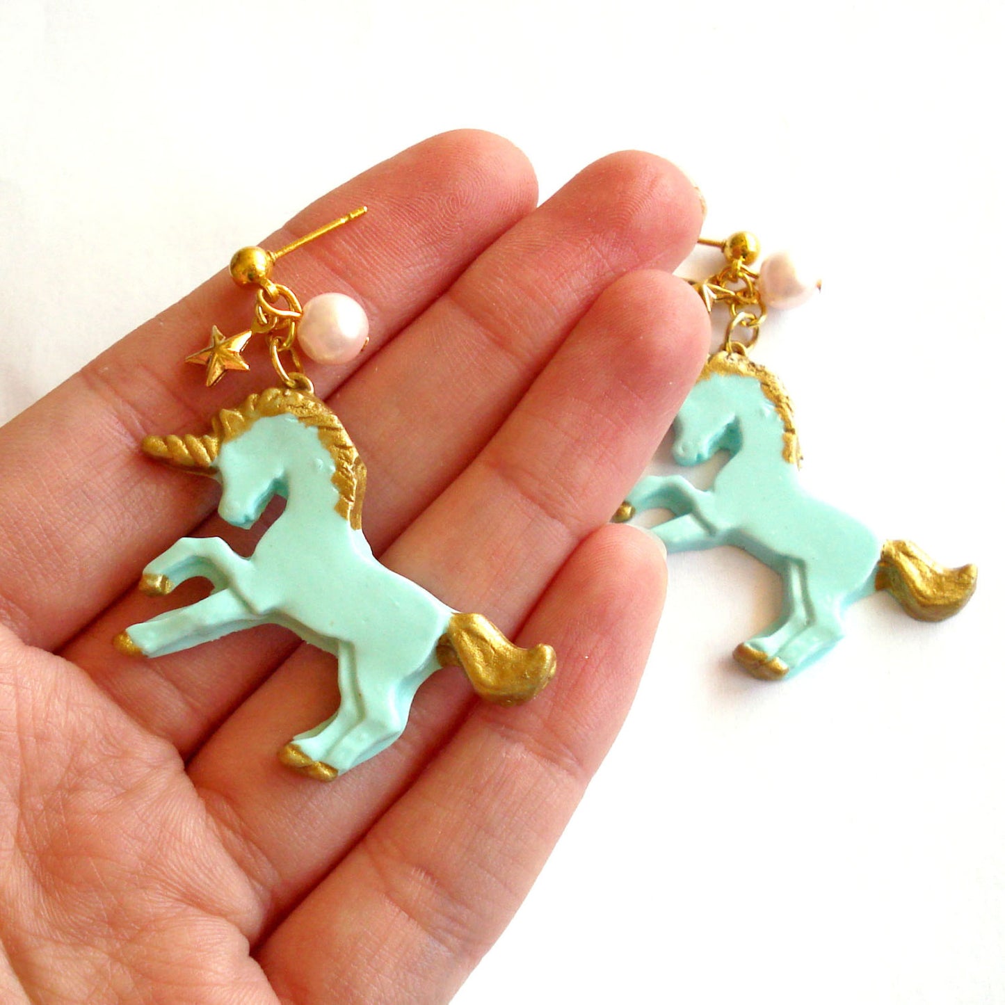 Pastel Golden Unicorn Earrings
